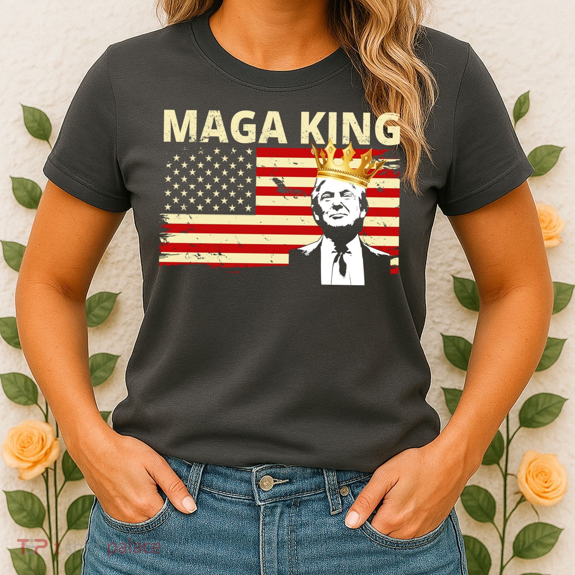 MAGA King Donald Trump Usa Flag Women's T-Shirt