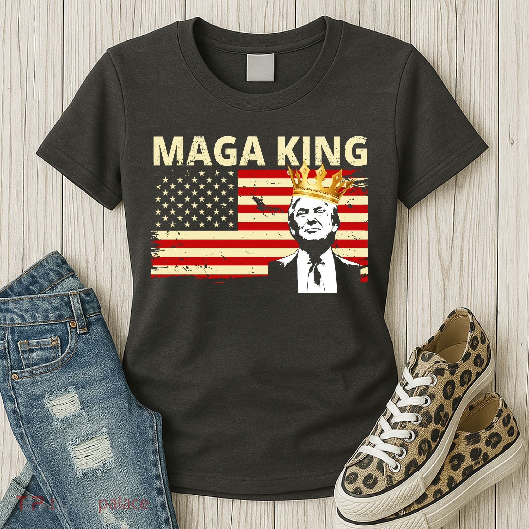 MAGA King Donald Trump Usa Flag Women's T-Shirt