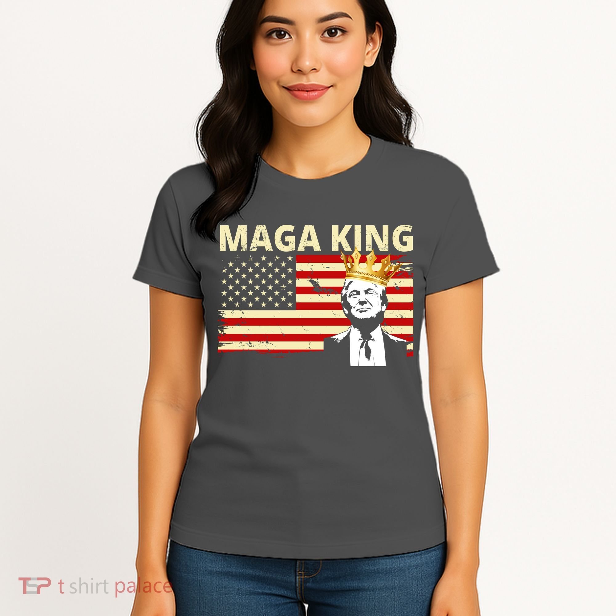 MAGA King Donald Trump Usa Flag Women's T-Shirt