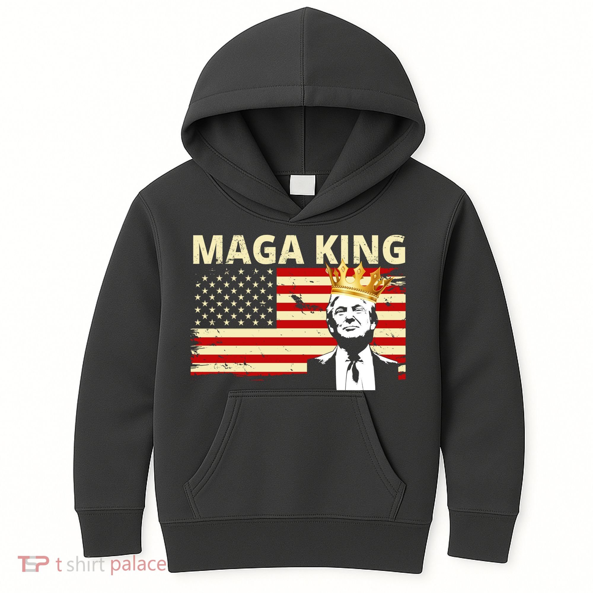 MAGA King Donald Trump Usa Flag Kids Hoodie