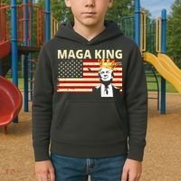 MAGA King Donald Trump Usa Flag Kids Hoodie thumb 2