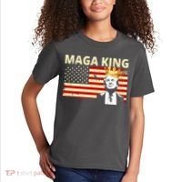 MAGA King Donald Trump Usa Flag Kids T-Shirt thumb 2