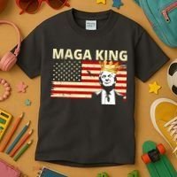 MAGA King Donald Trump Usa Flag Kids T-Shirt thumb 3