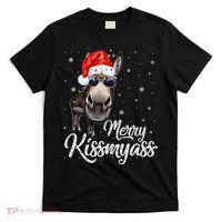 Merry Kissmyass Donkey Sarcastic Xmas Funny Pajama Christmas T-Shirt thumb 0