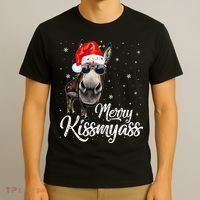 Merry Kissmyass Donkey Sarcastic Xmas Funny Pajama Christmas T-Shirt thumb 3