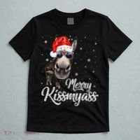Merry Kissmyass Donkey Sarcastic Xmas Funny Pajama Christmas T-Shirt thumb 5