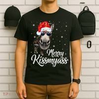Merry Kissmyass Donkey Sarcastic Xmas Funny Pajama Christmas T-Shirt thumb 6