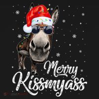 Merry Kissmyass Donkey Sarcastic Xmas Funny Pajama Christmas Women's Tank Top thumb 5
