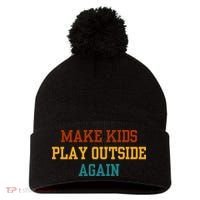Make Ki Ds Play Outside Again Funny Parenting Saying Pom Pom 12in Knit Beanie thumb 0