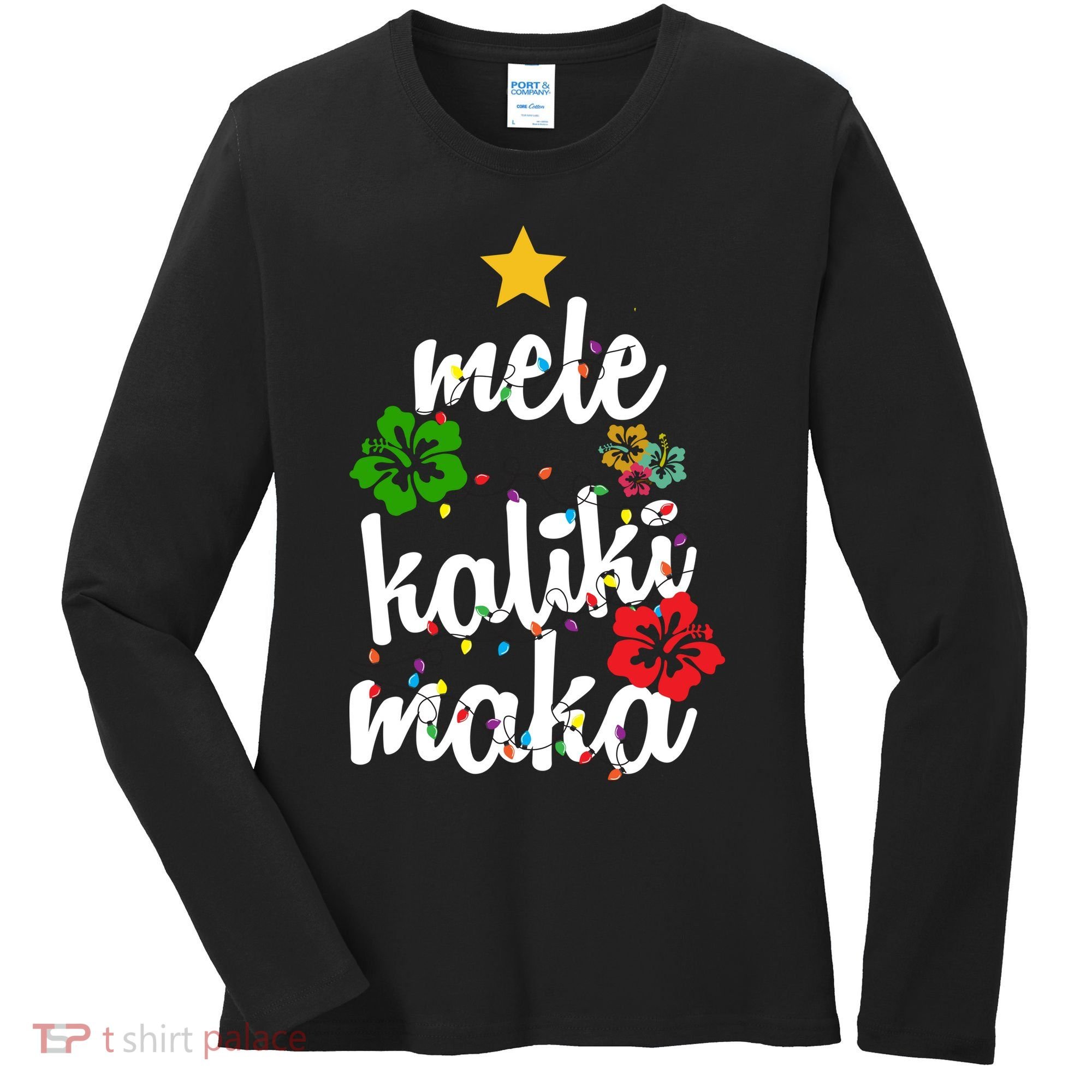 Mele Kalikimaka Festive Holiday Women's Long Sleeve Shirt