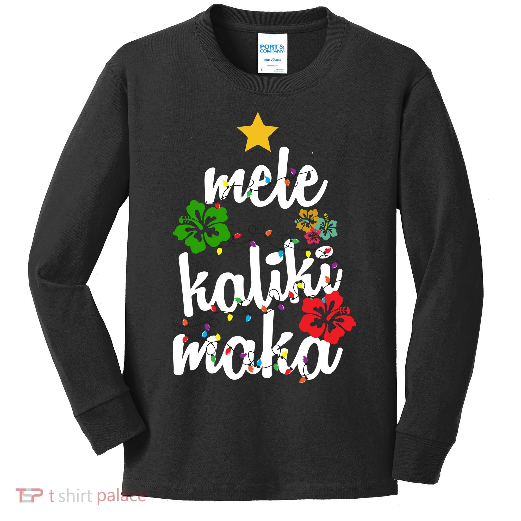 Mele Kalikimaka Festive Holiday Kids Long Sleeve Shirt