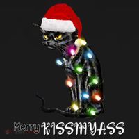 Merry Kissmyass Funny Cat Christmas Lights Polo thumb 3