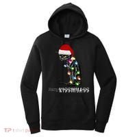 Merry Kissmyass Funny Cat Christmas Lights Women's Hoodie thumb 0