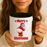 Merry Kissmyass Funny Santa Christmas Coffee Mug thumb 3