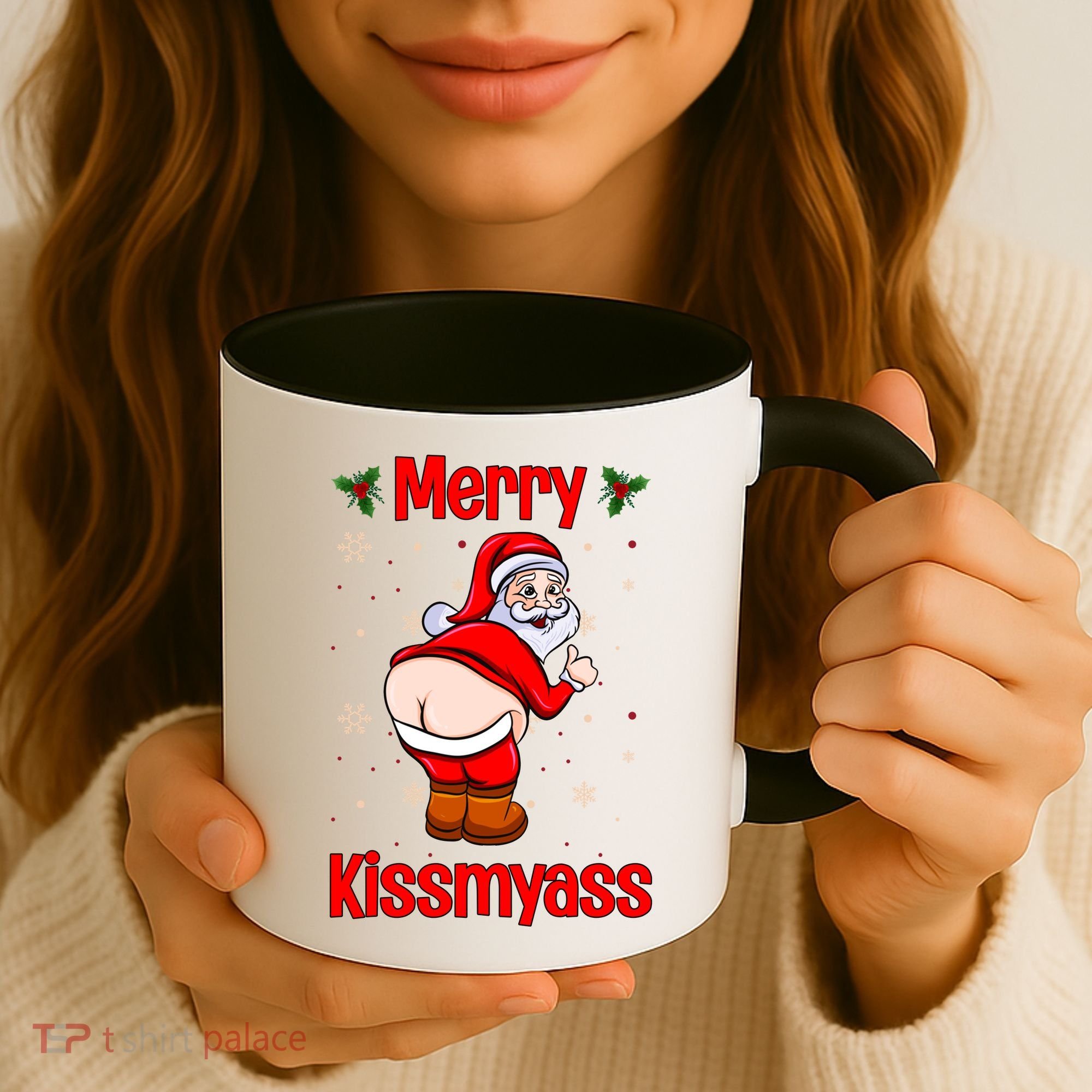 Merry Kissmyass Funny Santa Christmas Coffee Mug
