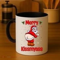Merry Kissmyass Funny Santa Christmas Coffee Mug thumb 4