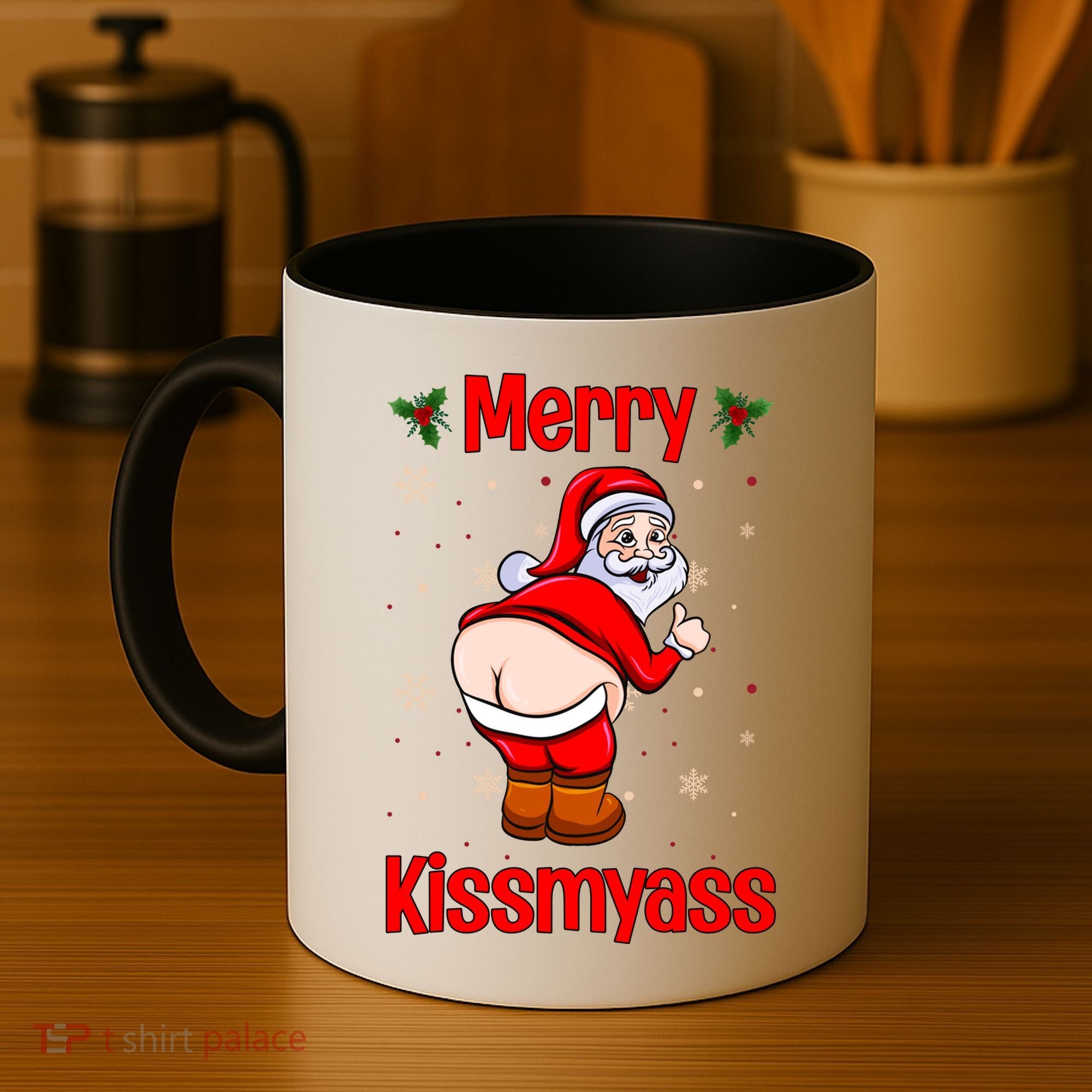 Merry Kissmyass Funny Santa Christmas Coffee Mug