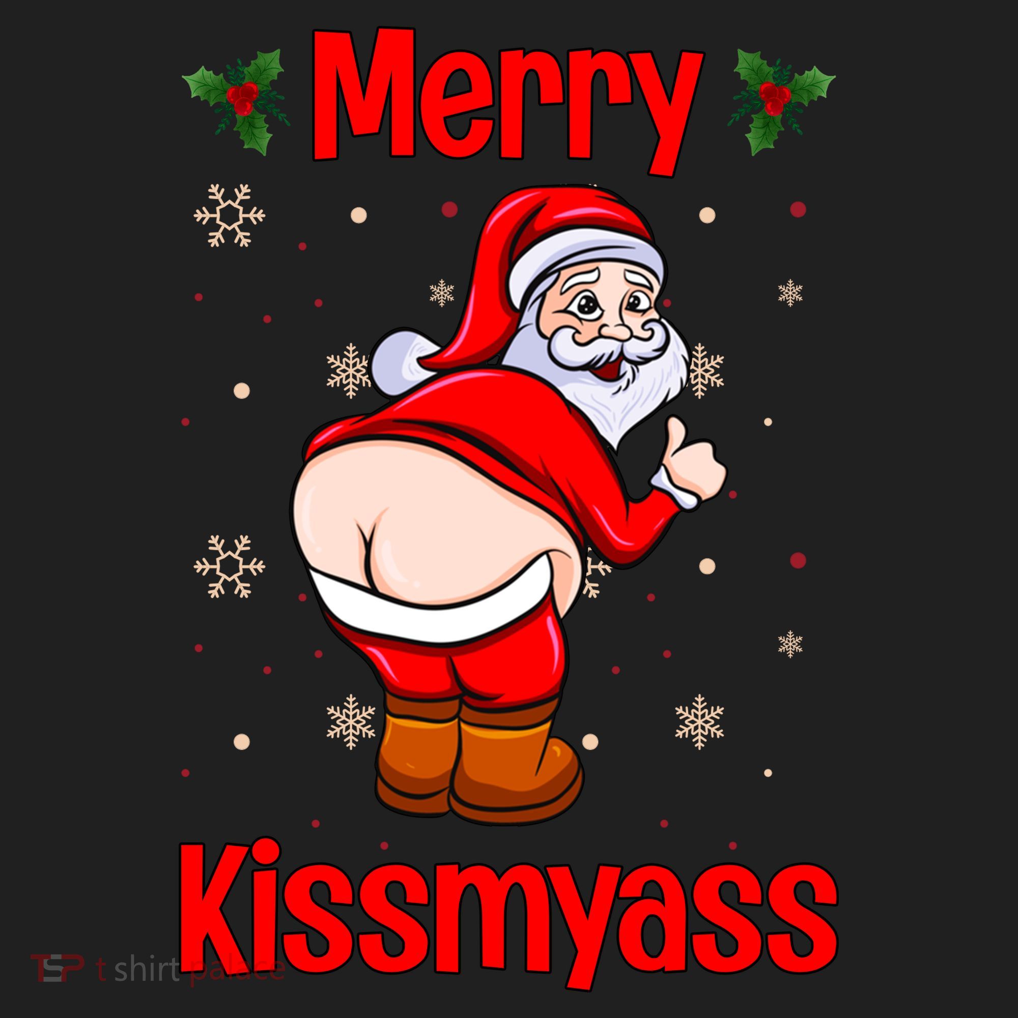 Merry Kissmyass Funny Santa Christmas Beanie