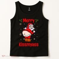 Merry Kissmyass Funny Santa Christmas Tank Top thumb 2
