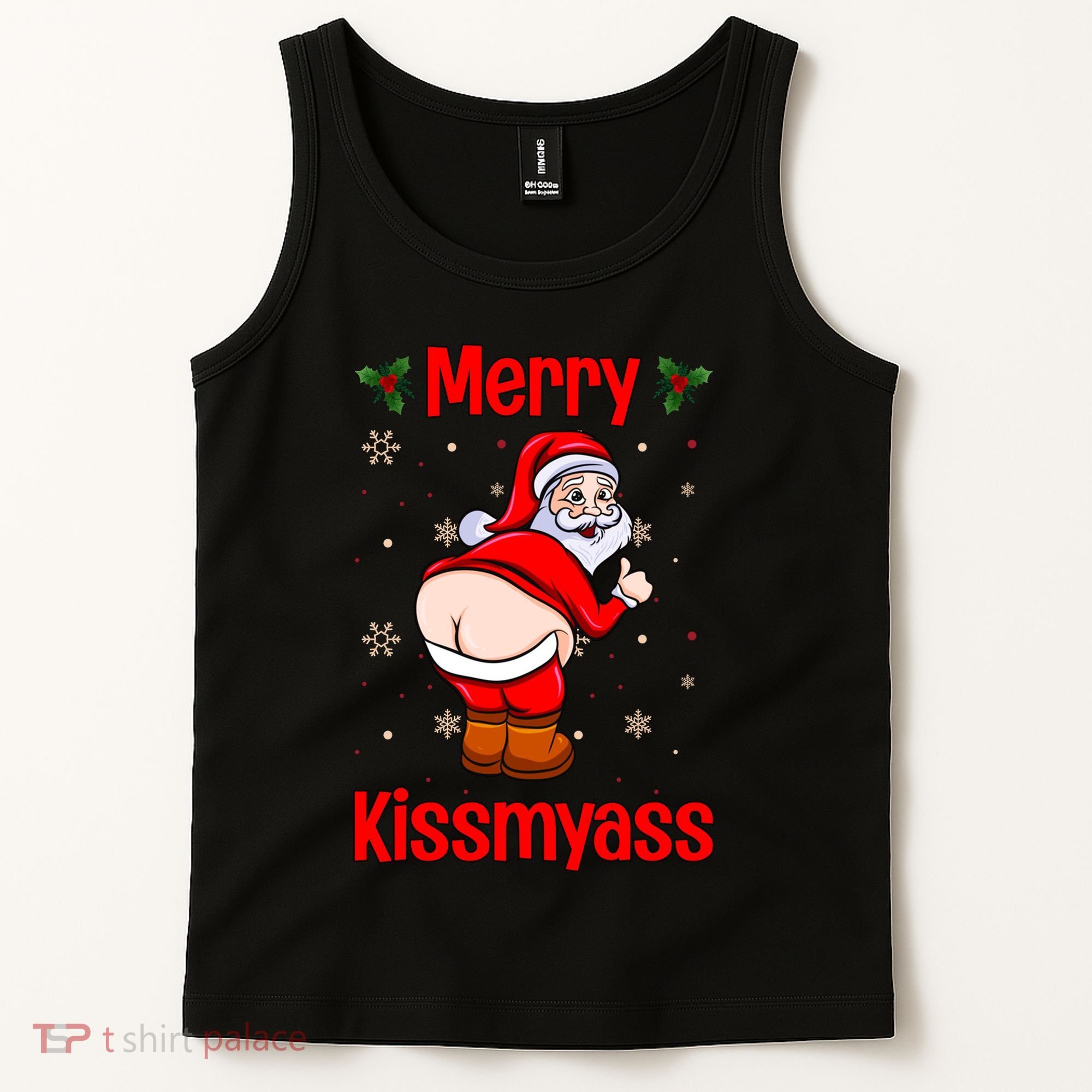 Merry Kissmyass Funny Santa Christmas Tank Top