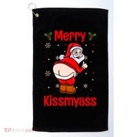Merry Kissmyass Funny Santa Christmas Golf Towel thumb 0