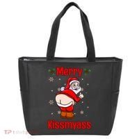 Merry Kissmyass Funny Santa Christmas Tote Bag thumb 0