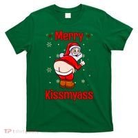 Merry Kissmyass Funny Santa Christmas T-Shirt thumb 0