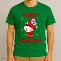 Merry Kissmyass Funny Santa Christmas T-Shirt thumb 3