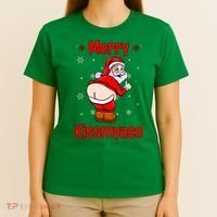 Merry Kissmyass Funny Santa Christmas T-Shirt thumb 4