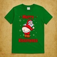 Merry Kissmyass Funny Santa Christmas T-Shirt thumb 5