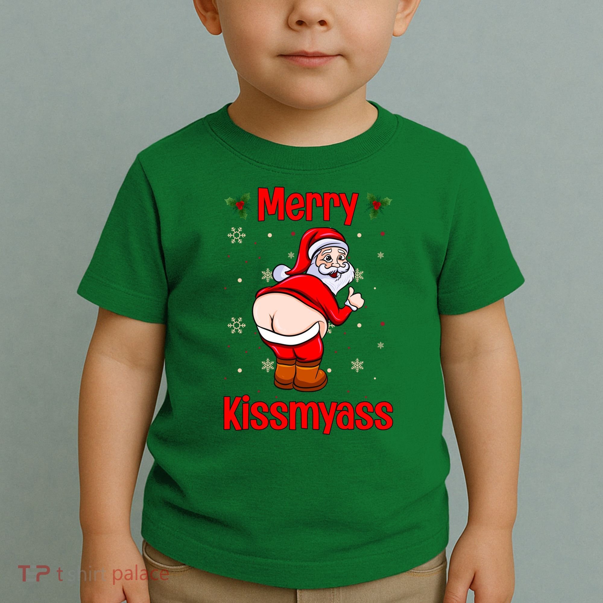 Merry Kissmyass Funny Santa Christmas Toddler T-Shirt