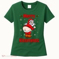 Merry Kissmyass Funny Santa Christmas Women's T-Shirt thumb 0