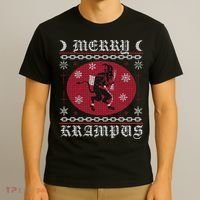Merry Krampus. Goth Christmas Ugly Sweater. Krampus Xmas T-Shirt thumb 3