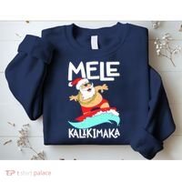 Mele Kalikimaka Hawaiian Christmas Hawaii Surfing Santa Sweatshirt thumb 2
