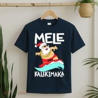 Mele Kalikimaka Hawaiian Christmas Hawaii Surfing Santa T-Shirt thumb 2