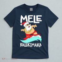 Mele Kalikimaka Hawaiian Christmas Hawaii Surfing Santa T-Shirt thumb 5