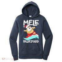 Mele Kalikimaka Hawaiian Christmas Hawaii Surfing Santa Women's Hoodie thumb 0