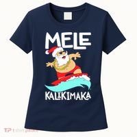 Mele Kalikimaka Hawaiian Christmas Hawaii Surfing Santa Women's T-Shirt thumb 0