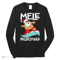 Mele Kalikimaka Hawaiian Christmas Hawaii Surfing Santa Long Sleeve Shirt thumb 0