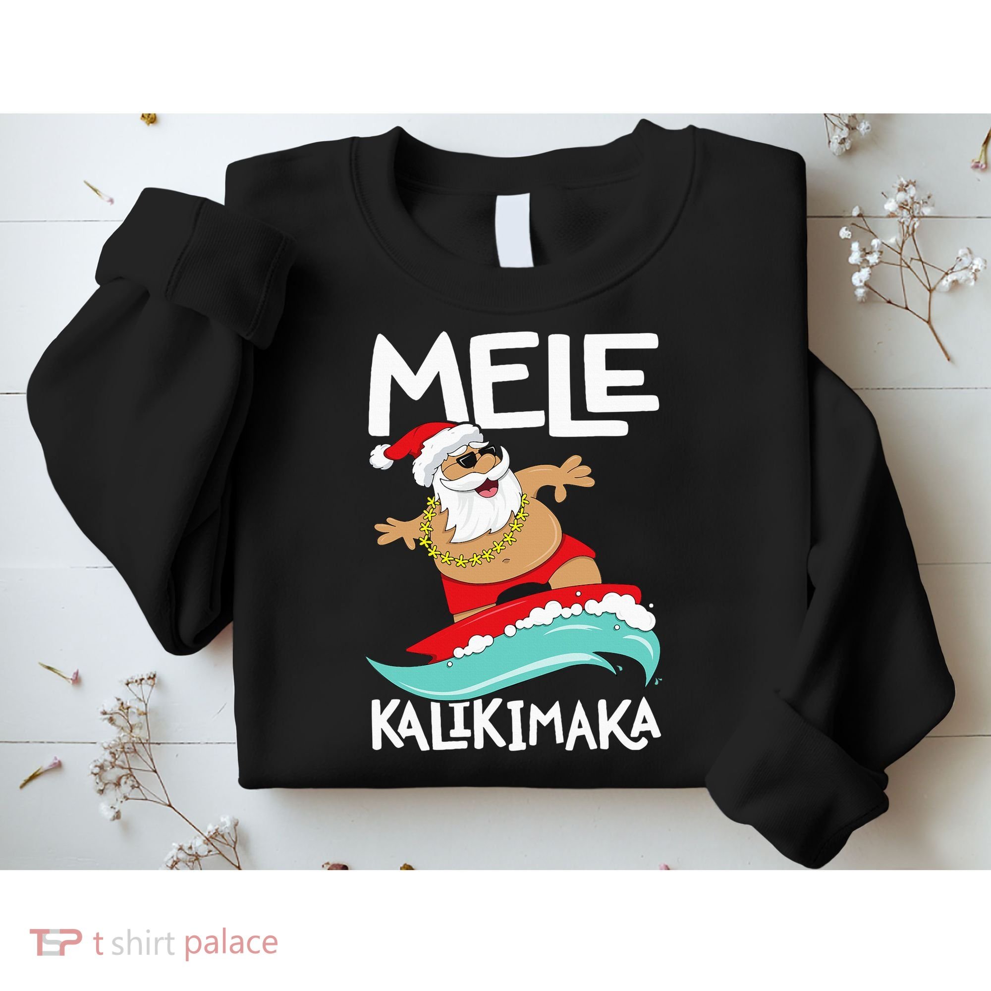 Mele Kalikimaka Hawaiian Christmas Hawaii Surfing Santa Sweatshirt