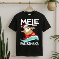 Mele Kalikimaka Hawaiian Christmas Hawaii Surfing Santa T-Shirt thumb 2