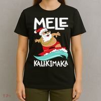 Mele Kalikimaka Hawaiian Christmas Hawaii Surfing Santa T-Shirt thumb 4