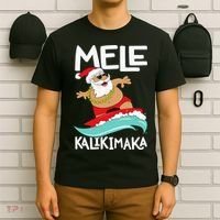 Mele Kalikimaka Hawaiian Christmas Hawaii Surfing Santa T-Shirt thumb 6