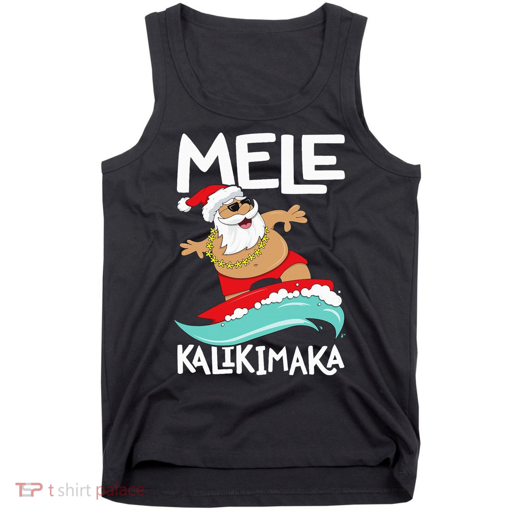 Mele Kalikimaka Hawaiian Christmas Hawaii Surfing Santa Tank Top