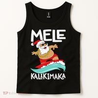 Mele Kalikimaka Hawaiian Christmas Hawaii Surfing Santa Tank Top thumb 2
