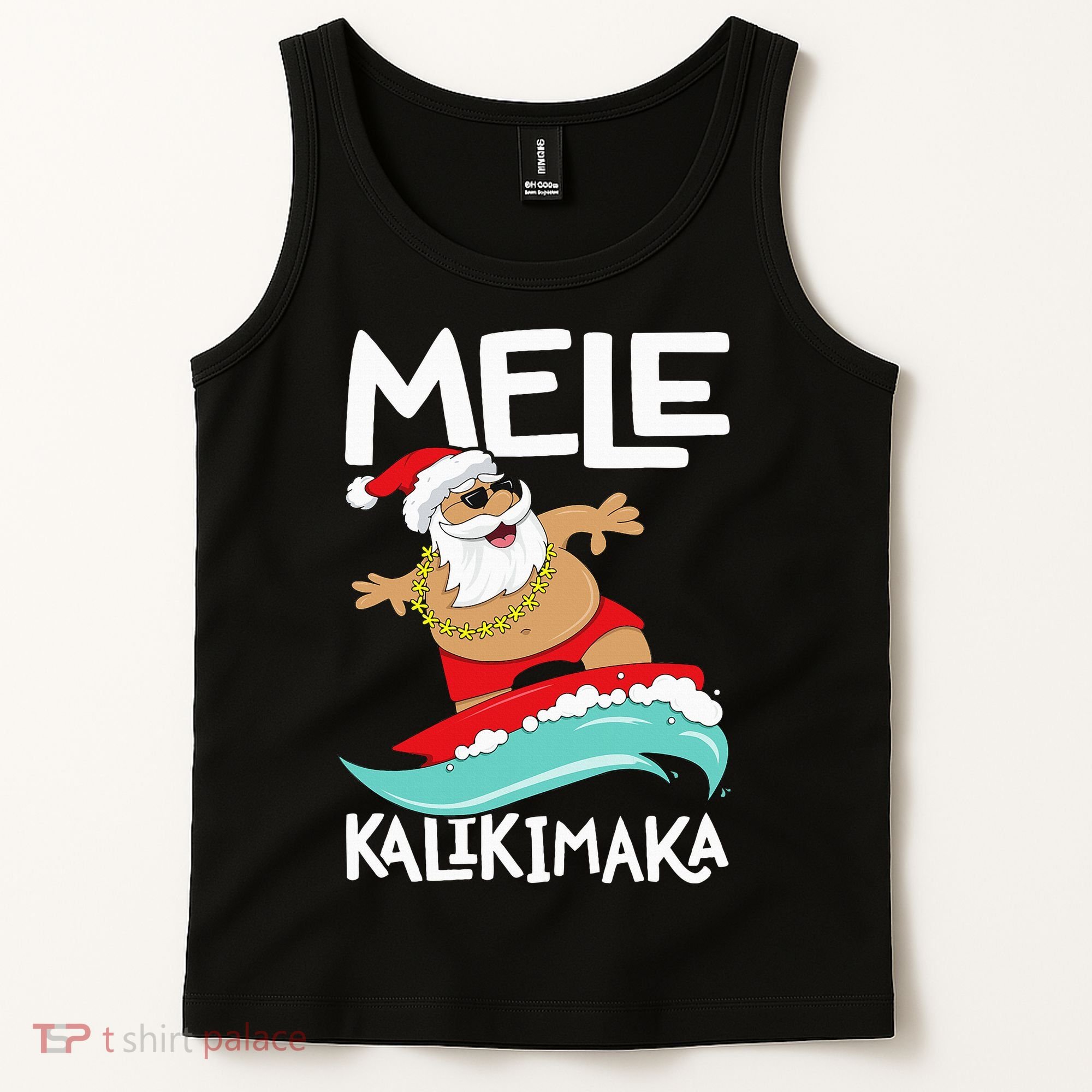 Mele Kalikimaka Hawaiian Christmas Hawaii Surfing Santa Tank Top