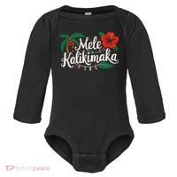 Mele Kalikimaka Hibiscus Palm Waikiki Big Island Christmas Baby Long Sleeve Bodysuit thumb 0