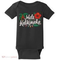 Mele Kalikimaka Hibiscus Palm Waikiki Big Island Christmas Baby Bodysuit thumb 0