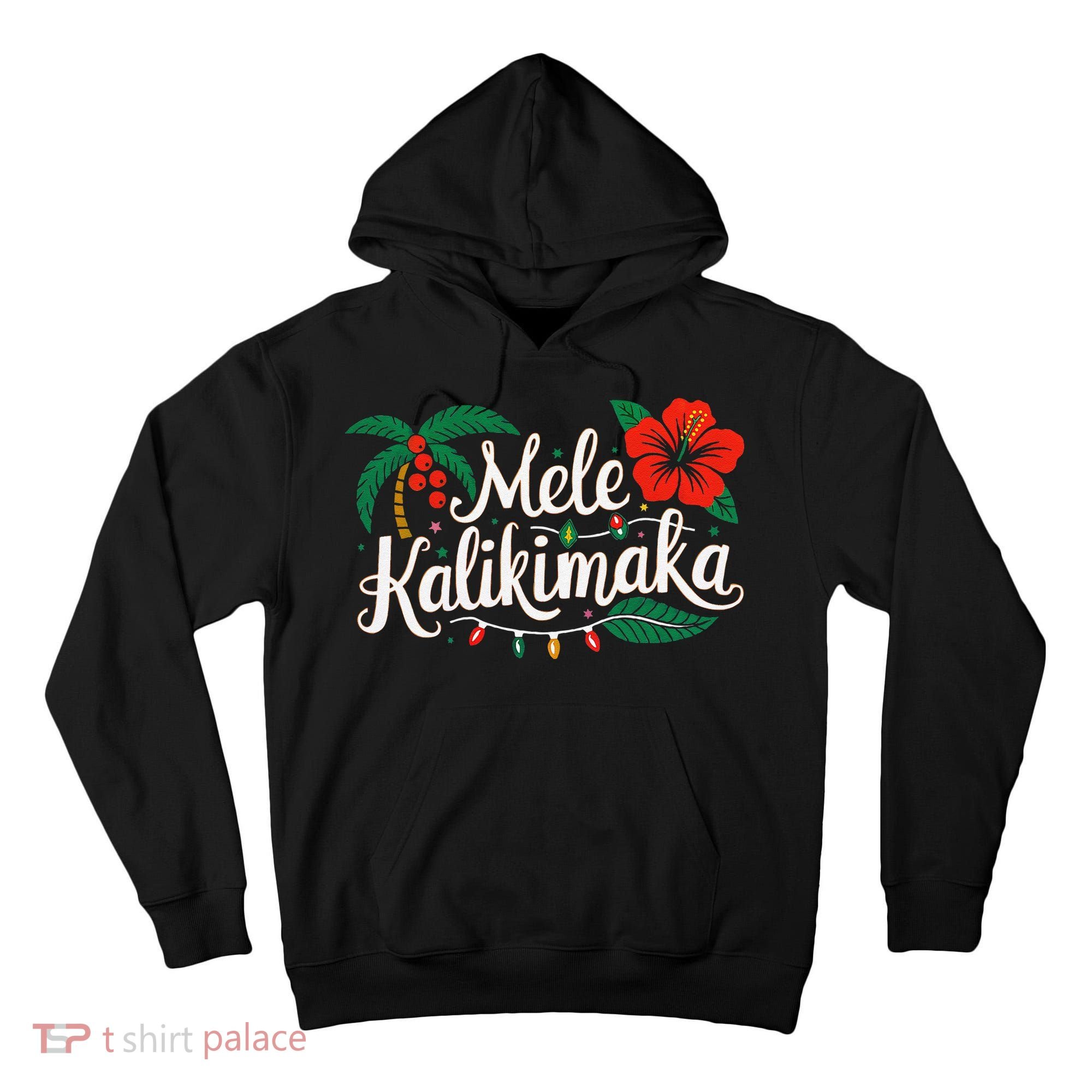 Mele Kalikimaka Hibiscus Palm Waikiki Big Island Christmas Tall Hoodie
