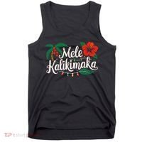 Mele Kalikimaka Hibiscus Palm Waikiki Big Island Christmas Tank Top thumb 0
